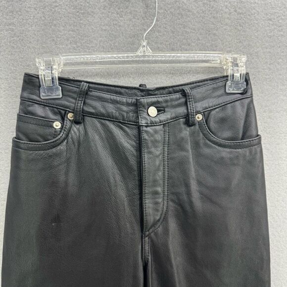 Vintage Y2K Tommy Hilfiger Straight Leg Black Genuine Leather Pants Size 4 STUNN - Picture 4 of 12